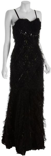 Alberto Makali Black Feathered Tulle with Beading Strapless Gown in Black - Lyst