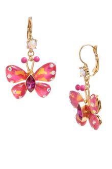 Betsey Johnson Butterfly Drop Earrings - Lyst