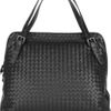 Bottega Veneta Intrecciato Leather Shoulder Bag in Black - Lyst