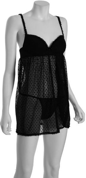  Black Molie Babydoll and G-string Set 