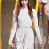 Elie Saab Fall 2012 DrapeFront Split Hem Evening Gown  in Beige (natural) - Lyst