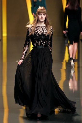 Elie Saab Fall 2012 Sheer Floral/Branch Inset Evening Gown - Lyst