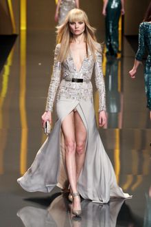 Elie Saab Fall 2012 Deep V-Neck Split Front Evening Gown  - Lyst