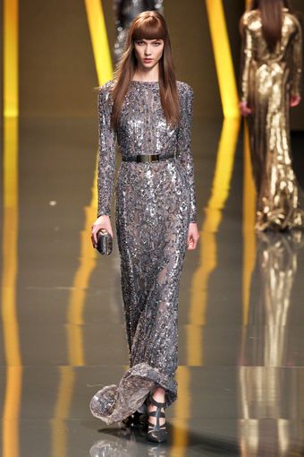 Elie Saab Fall 2012 Sheer Sequin Encrusted Evening Gown  - Lyst