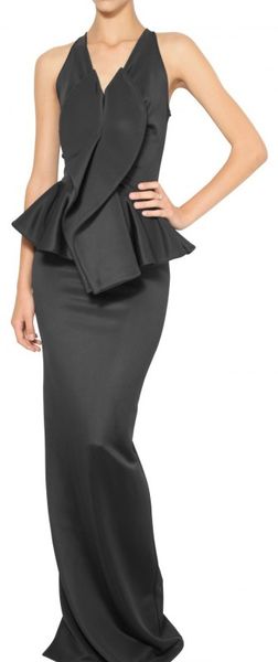 Givenchy Shiny Stretch Jersey Peplum Long Dress in Black - Lyst
