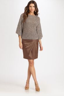 Josie Natori Open-Stitch Sweater - Lyst