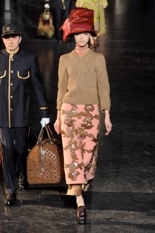 Louis Vuitton Fall 2012 Floral Applique Midi Skirt - Lyst