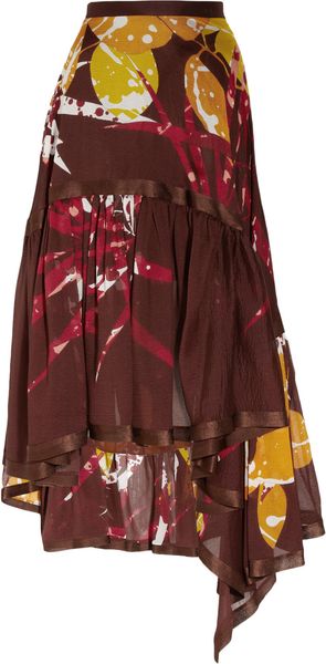  Prisca Ruffled Silk-georgette Skirt 