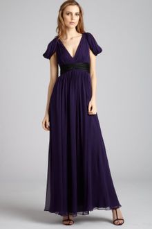 Notte By Marchesa Violet Silk Chiffon V-neck Drape Gown - Lyst