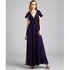Notte By Marchesa Violet Silk Chiffon Vneck Drape Gown in Purple (violet) - Lyst
