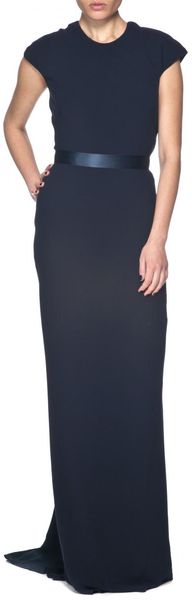Reem Acra Lace Back Gown in Blue (navy) - Lyst