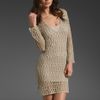 Velvet Daliah Crochet Stitch Dress in Beige (flax) - Lyst
