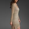 Velvet Daliah Crochet Stitch Dress in Beige (flax) - Lyst