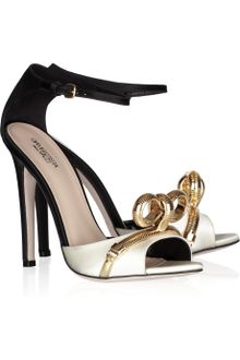Giambattista Valli Chain Bow Color-block Satin Sandals - Lyst