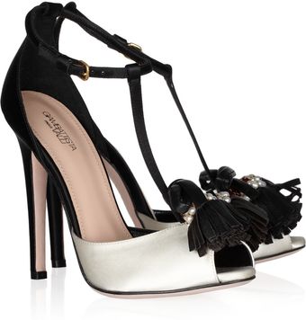 Giambattista Valli Embellished Satin Peep-toe Sandals - Lyst