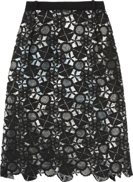Preen Latex Lace Lined Skirt in Black - Lyst