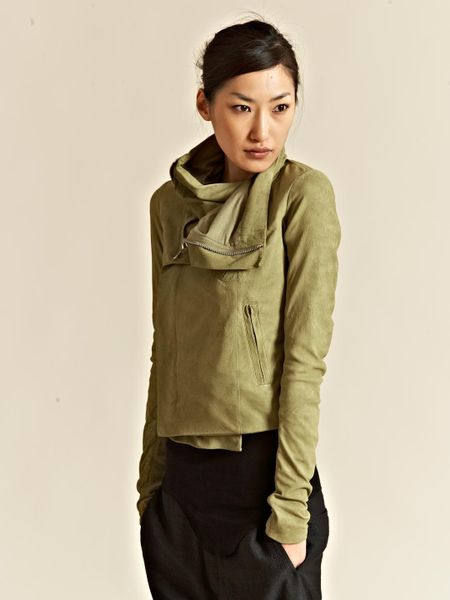 Rick Owens Womens Leather Biker Jacket in Green - Lyst