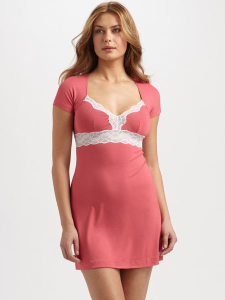 Cosabella Cap Sleeve Tunic Dress in Pink (white) - Lyst