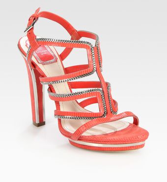 Dior Chain-embellished Tejus-print Suede Platform Sandals - Lyst
