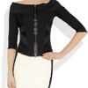 Donna Karan New York Stretchjersey and Linenblend Top in Black - Lyst