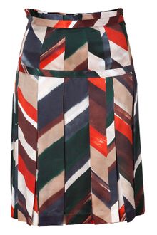 Ferragamo Multicolor Pleated Silk Skirt - Lyst
