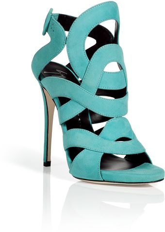 Giuseppe Zanotti Aqua Suede Swirl Sandals - Lyst