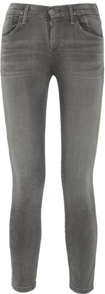 Goldsign Virtual Highrise Cropped Skinny Jeans in Gray (charcoal) - Lyst