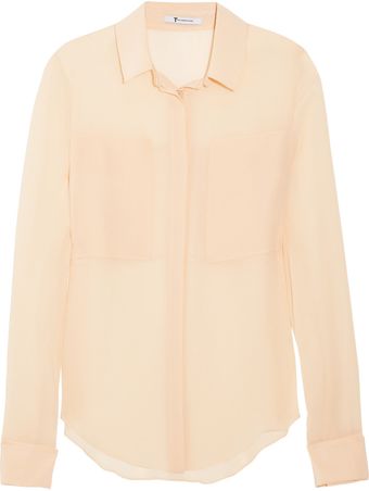 T By Alexander Wang Paneled Silk Shirt - Lyst