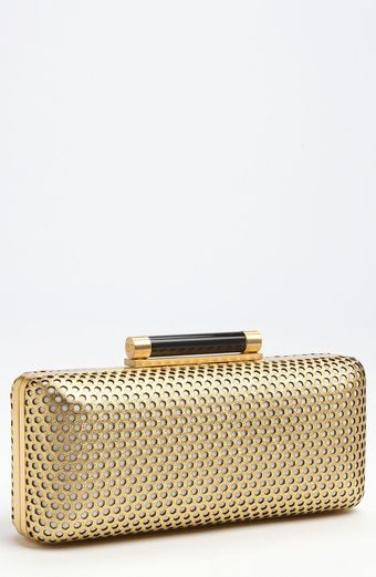 Diane Von Furstenberg Tonda Perforated Metallic Leather Clutch - Lyst