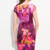 Kay Unger Ruched Stretch Silk Satin Sheath Dress in Purple (purple multi) - Lyst