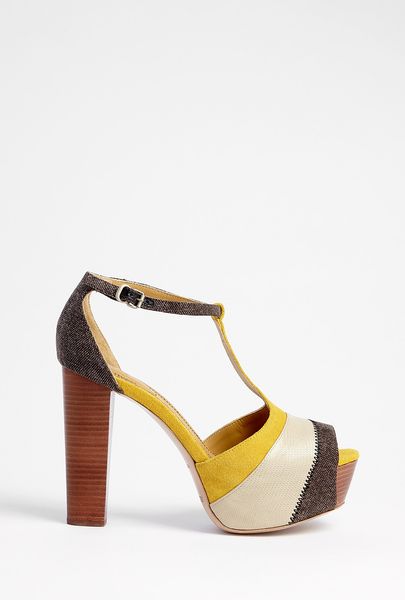 See By Chloé Platform Tbar Sandal in Yellow (multicoloured) - Lyst