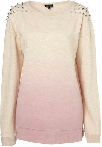 Topshop Stud Dip Dye Oversized Sweat - Lyst