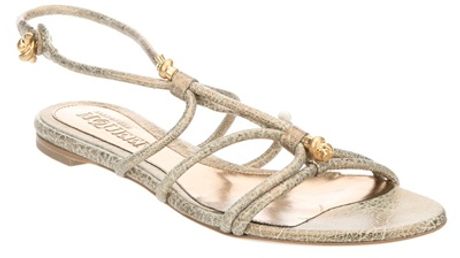 Alexander Mcqueen Gladitor Sandal in Beige (gold) - Lyst