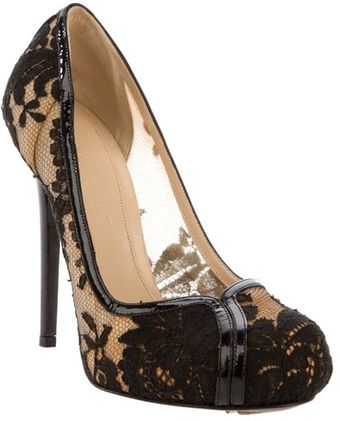 Alexander McQueen Lace Covered Pump - Lyst