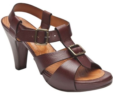 Chie Mihara Midheel Sandal in Brown - Lyst