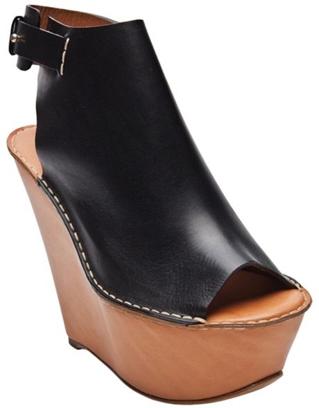 Chloé Leather Platform Wedge in Black - Lyst