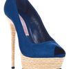 Gianmarco Lorenzi Peep Toe Shoe in Blue - Lyst