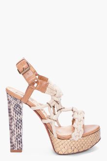 Lanvin Tan Python Cord Heels - Lyst
