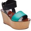 Lanvin Twotone Wedge Sandal in Blue (teal) - Lyst
