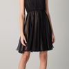 Marchesa Chiffon Dress with Illusion Neckline in Black - Lyst