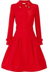 Oscar de la Renta Full Skirted Silk Faille Coat