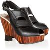 Proenza Schouler Cutout Leather and Wooden Wedge Sandals in Black - Lyst