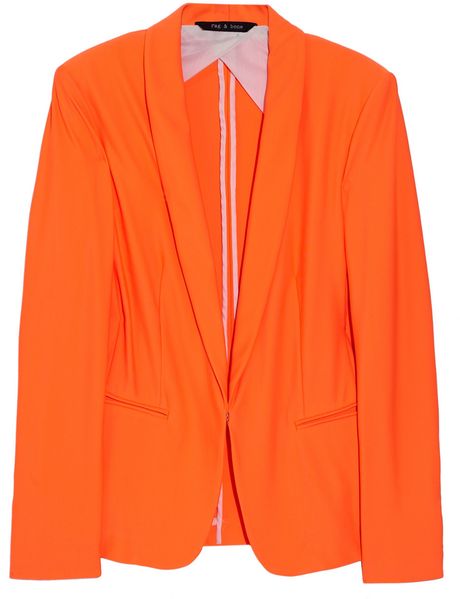 Rag & Bone Sliver Tuxedo Scuba Sateen Blazer in Orange - Lyst