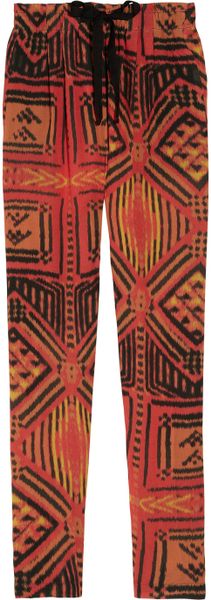 Sandro Paprika Printed Tapered Crepe Pants in Multicolor (red) - Lyst