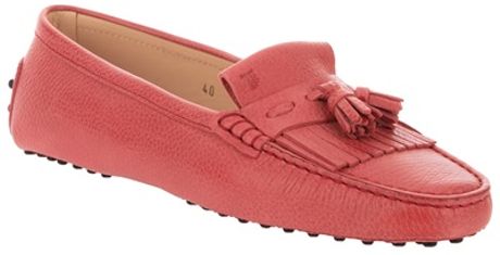 Tod's Fringed Loafer in Pink - Lyst