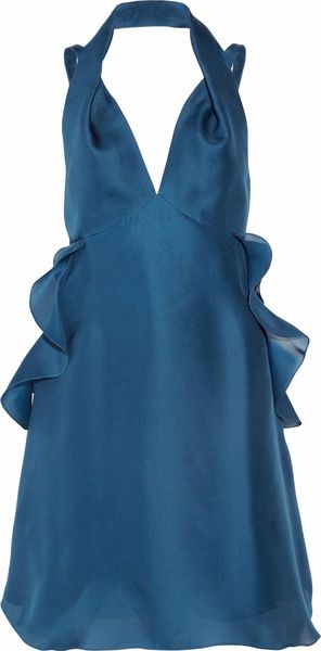 Yves Saint Laurent Ruffled Silkorganza Halterneck Dress - Lyst