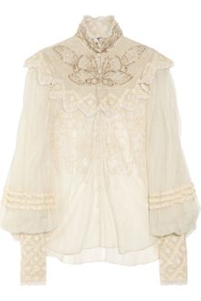 Ralph Lauren Collection Therese Embellished Silktulle Blouse - Lyst