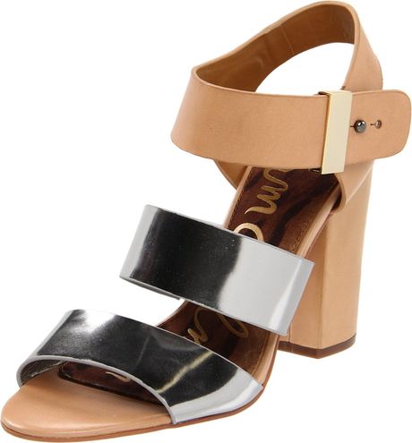 Sam Edelman Womens Yelena Anklestrap Sandal in Beige (gunmetal/natural) - Lyst