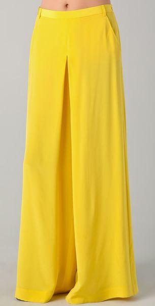 Tibi Wide Leg Pants in Yellow - Lyst