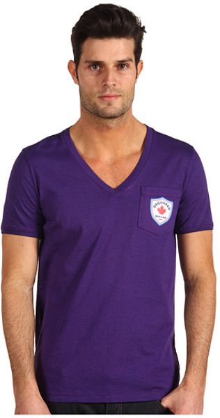 Dsquared2 Classic Fit Fade Dyed Soft Print Vneck Tee in Purple for Men (n) - Lyst